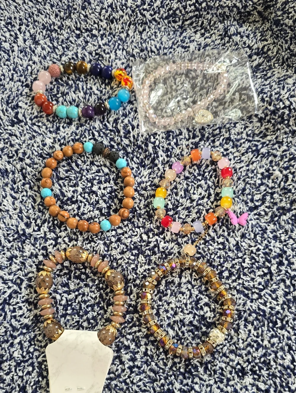 Lot of 6 Beaded Stretch Bracelets